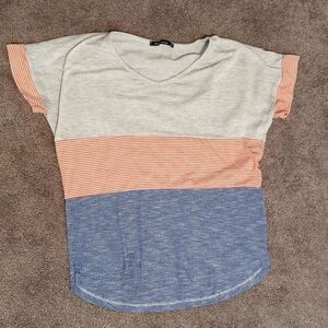Pink Clover Claude Colorblock Knit V-Neck Tee Shirt Short Sleeve Size S